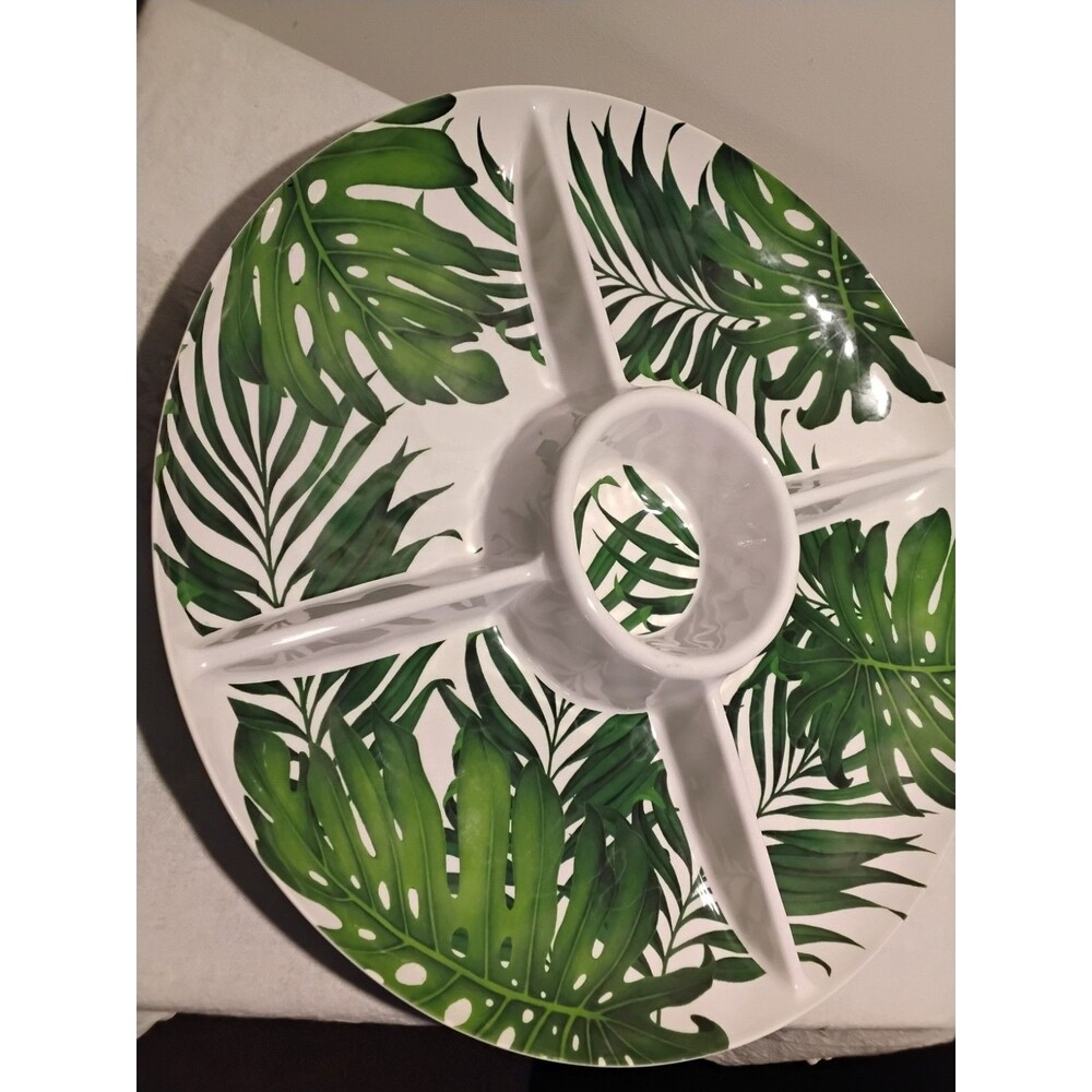 Tommy Bahama Round Tropical Melamine 5 Slot Serving Platter Excellent - Picture 4 of 8